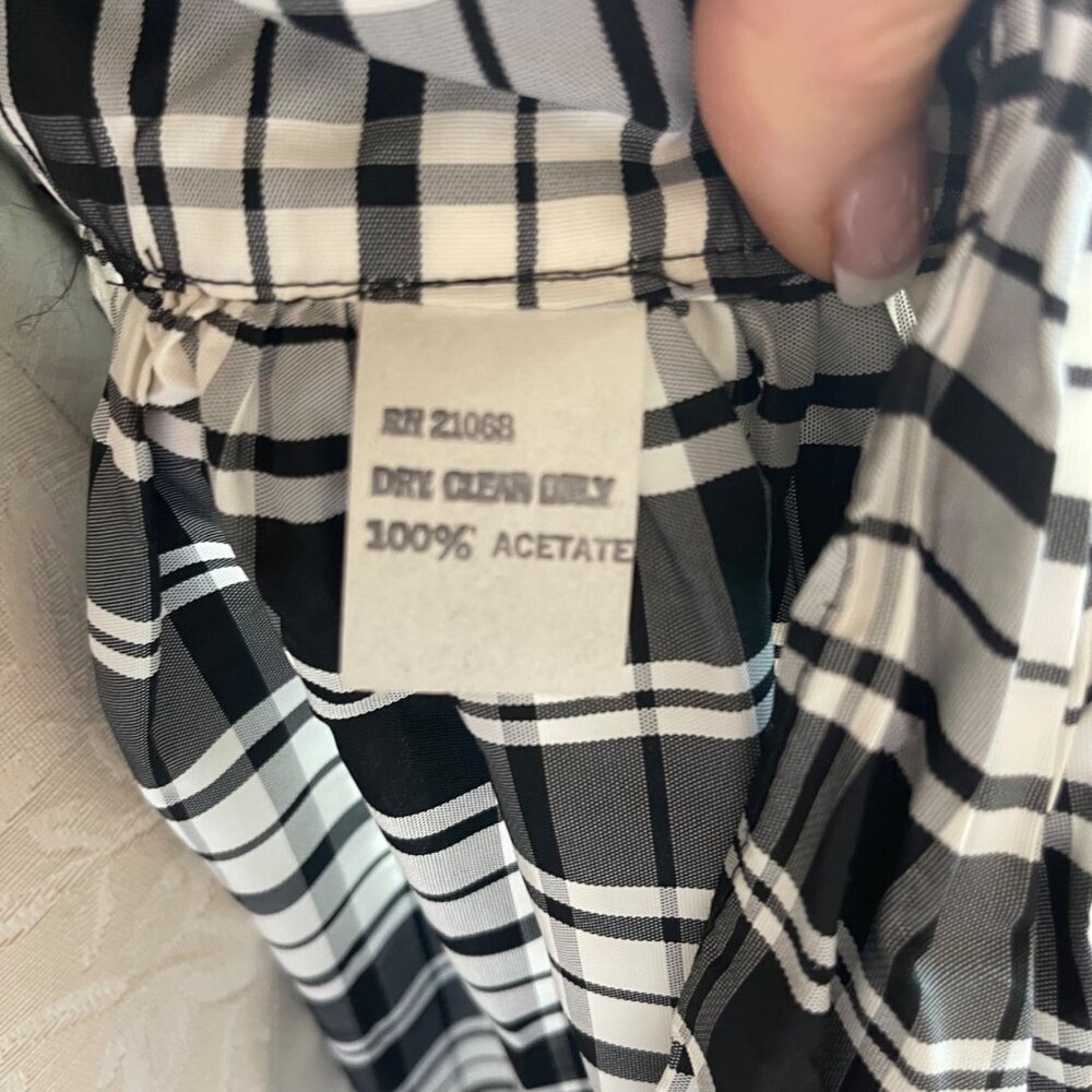 Mr. Blackwell Vintage Womens Taffeta Plaid Pinafore Black White One Size Rare - Picture 10 of 14